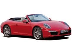 En röd nedcabbad Porsche 991 Carerra S som du kan hyra med Auto Europe