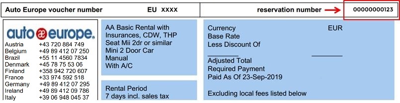 Exempel på reserveringsnummer emd Key`n Go
